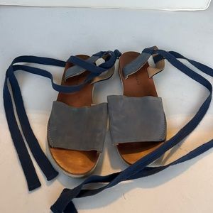 Lucky Brand strapped peep toe lace up shoe- leather